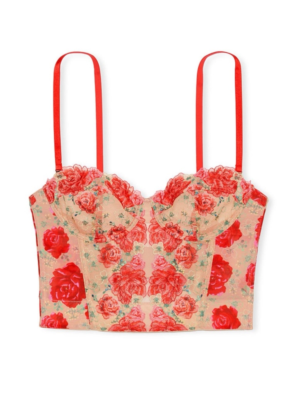 VICTORIA SECERT EMBROIDERED CORSET BRA - RED VARIOUS SIZES (NEW WITH TAGS) A4